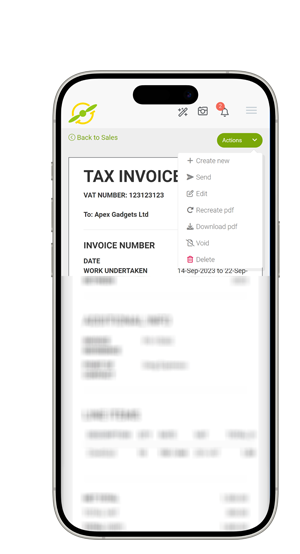 iphone showing how to edit your invoices using Joy Pilot accounting software